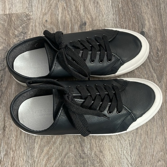 Rag & Bone Standard Issue Black Leather Lace Up Sneakers Size 10 - Picture 4 of 13